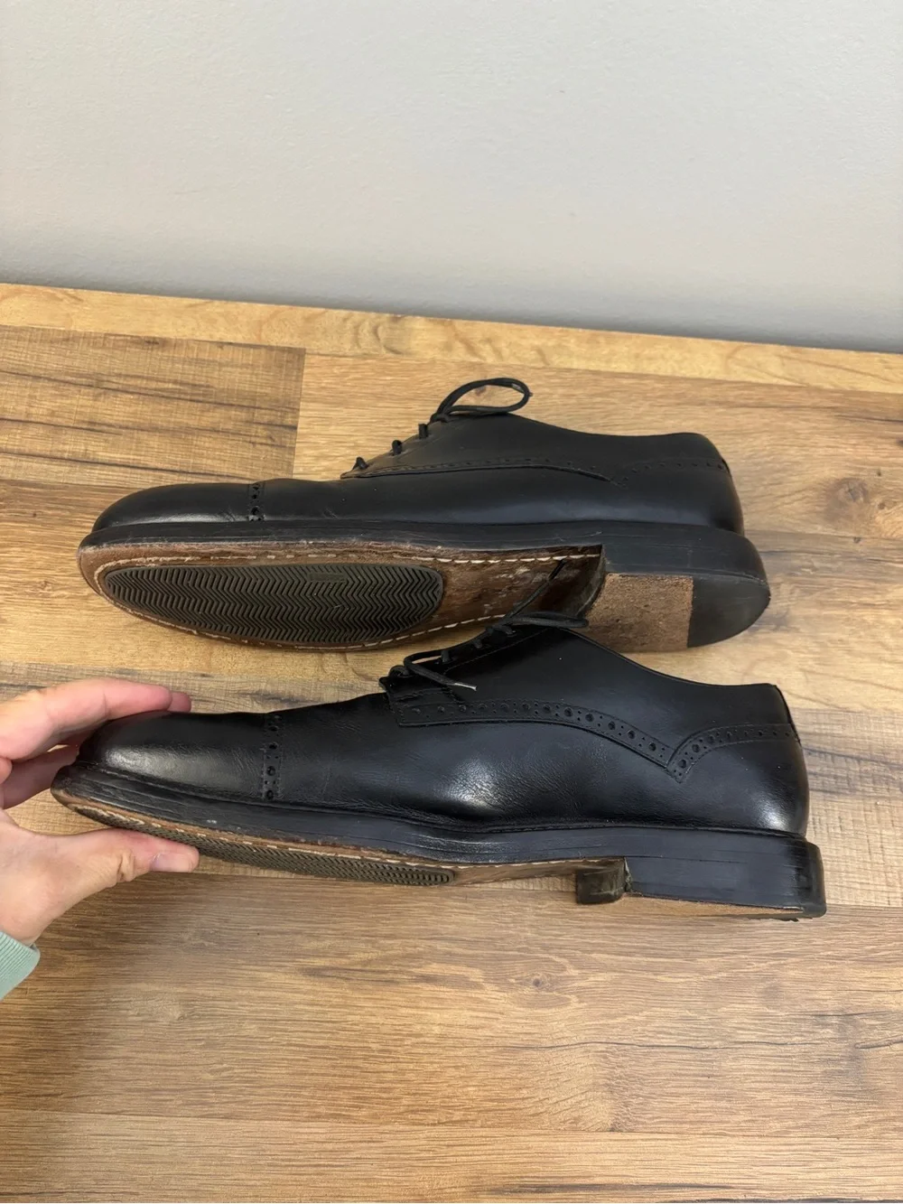 Polo Ralph Lauren Leather Asher Cap Toe Oxford Shoes Black